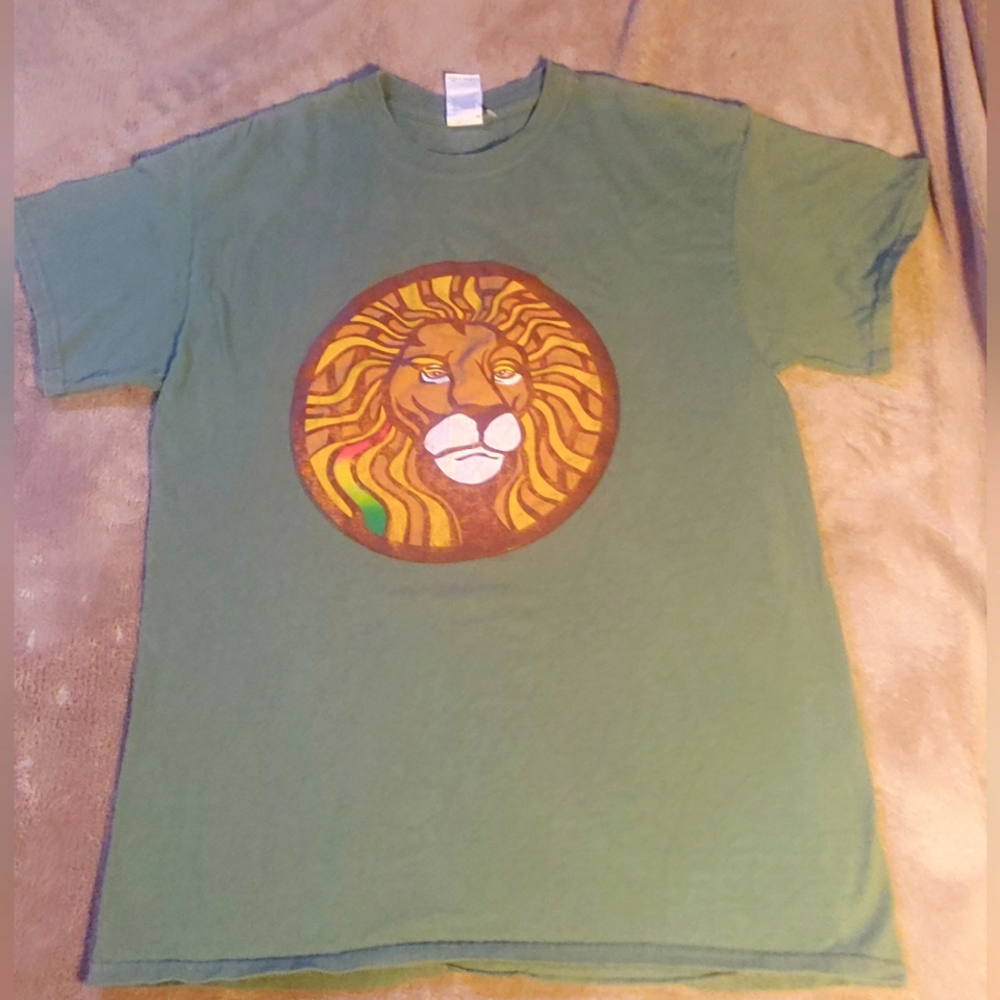 Graphic Mystics Lion T-Shirt in Green size M